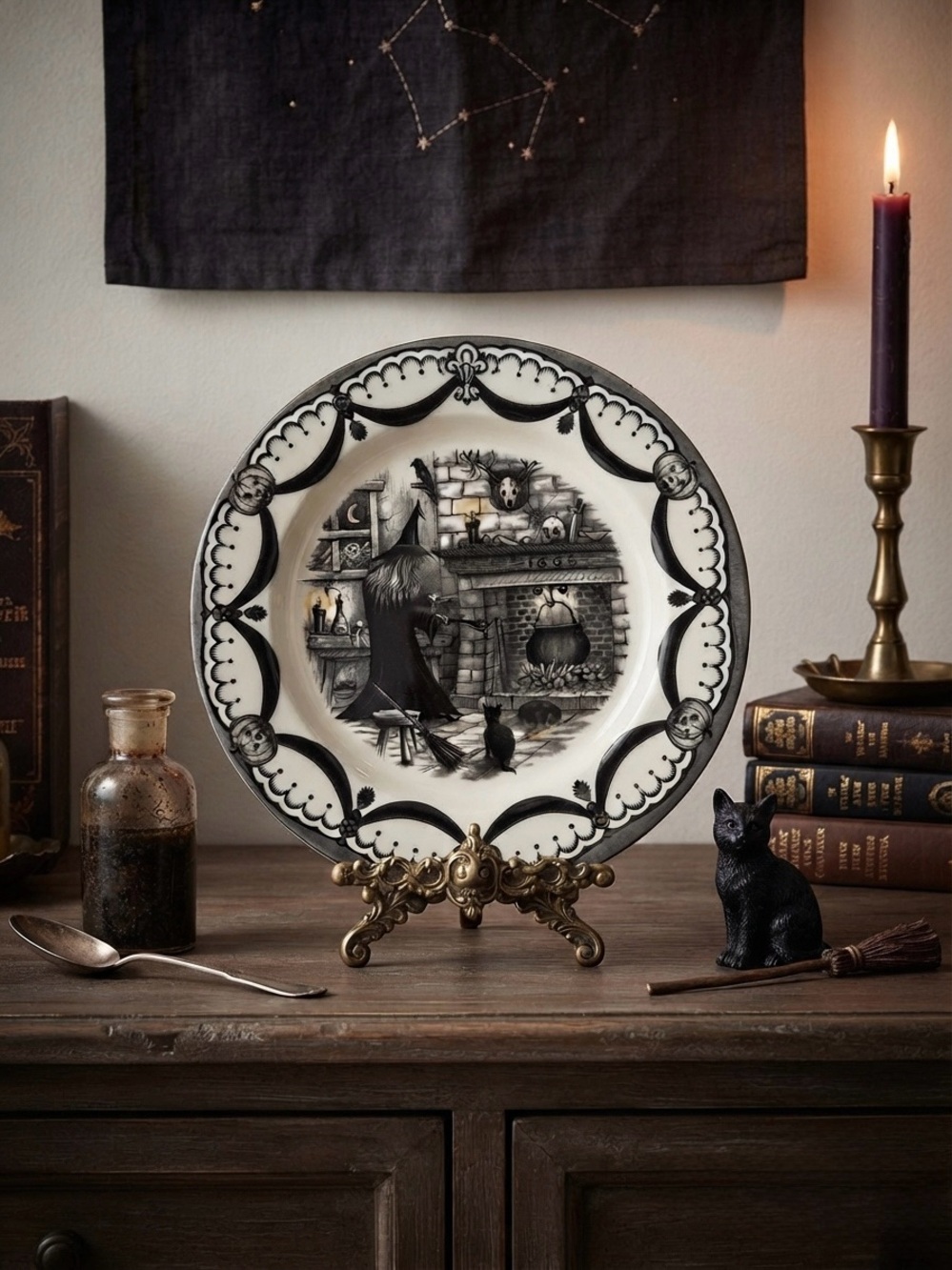 Royal Stafford Witches' Brew Fireplace Dinner Plate — Limited Edition